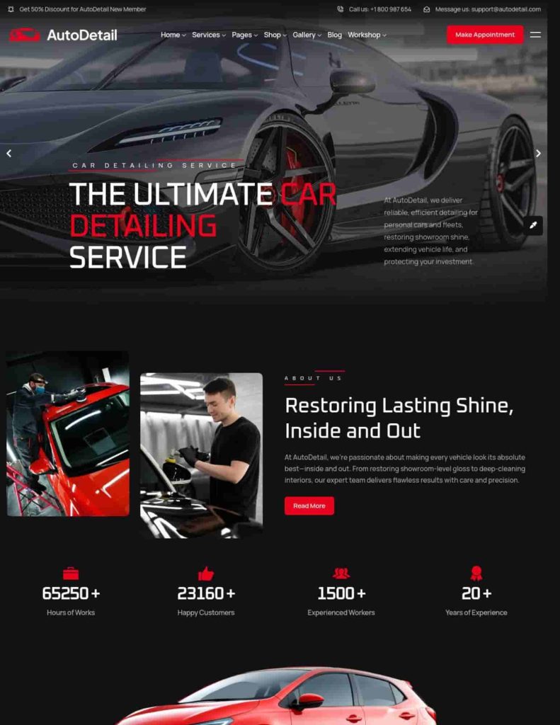 website design for car detailing service